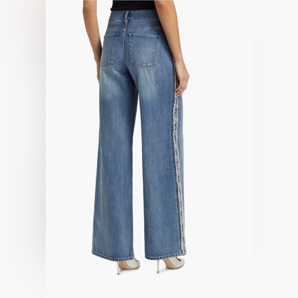 Alice + Olivia Denim Wide-Leg Jeans with Side Accent - Picture 2 of 6
